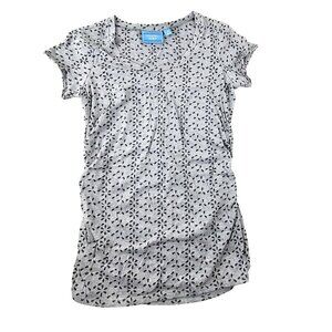 Simply Vera Wang Shirt Gray Floral Burnout Print Ruched T-Shirt Size XS JH1818